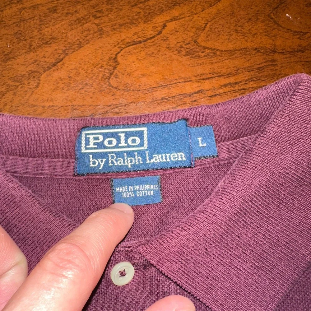Polo Ralph Lauren Burgundy Maroon Cotton Pique Polo Shirt L Fits 46